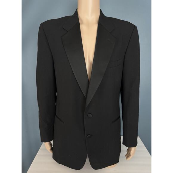 Vintage Chaps Ralph Lauren Tuxedo Jacket Mens 42L 36x32 Black Wool USA Made - Picture 2 of 16